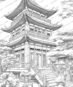 Old Chinese Houses Coloring