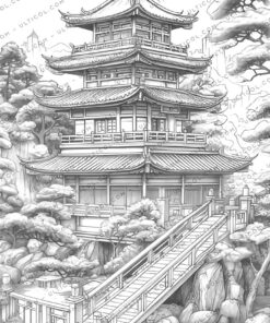 Old Chinese Houses Coloring