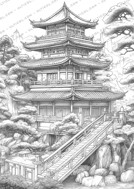 Old Chinese Houses Coloring