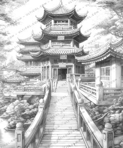 Old Chinese Houses Coloring