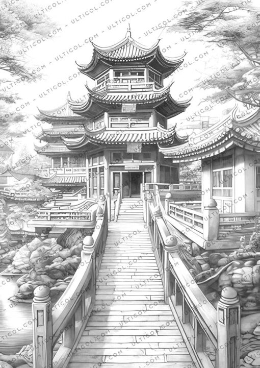 Old Chinese Houses Coloring