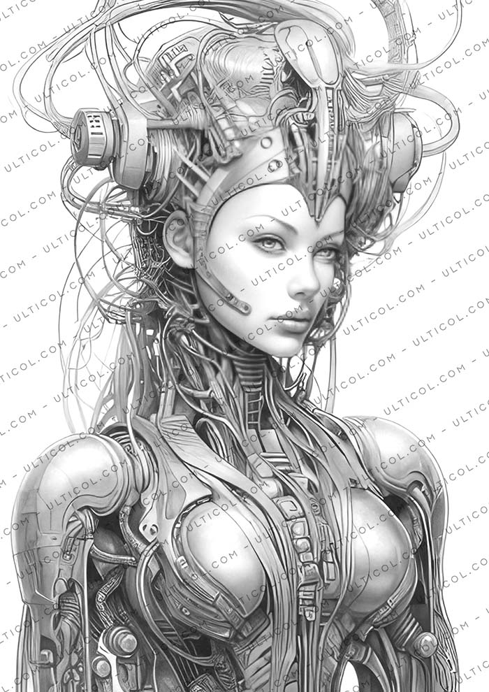 Cyborg Girls Coloring