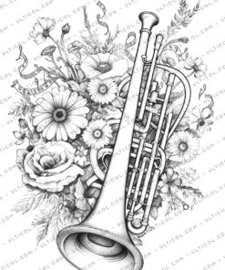 Musical Instrument Flower Coloring