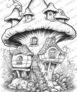 Mushroom House Coloring