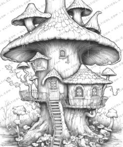 Mushroom House Coloring