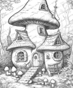 Mushroom House Coloring
