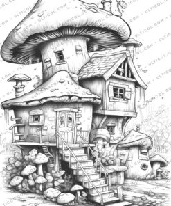 Mushroom House Coloring