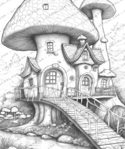 Mushroom House Coloring