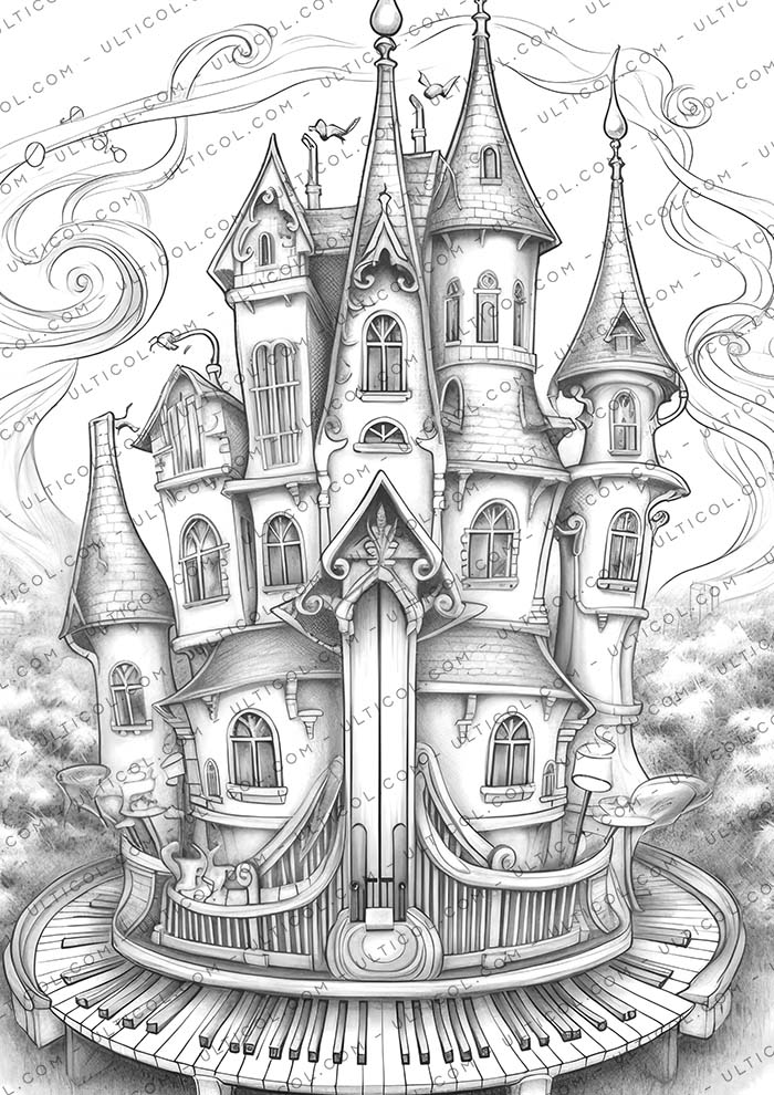 Musical Fairy House Coloring