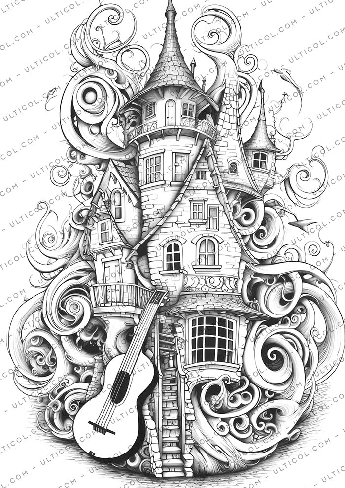 Musical Fairy House Coloring