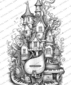 Musical Fairy House Coloring