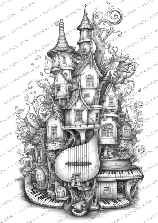 Musical Fairy House Coloring