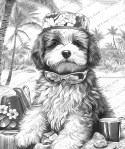 Summer Dogs Coloring