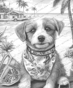 Summer Dogs Coloring