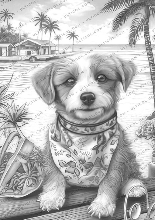 Summer Dogs Coloring
