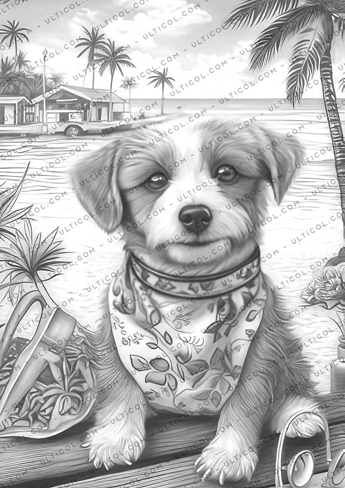 Summer Dogs Coloring
