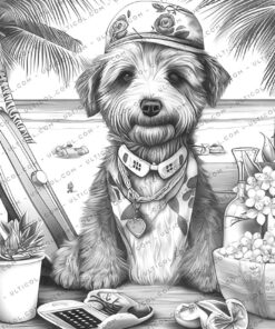 Summer Dogs Coloring