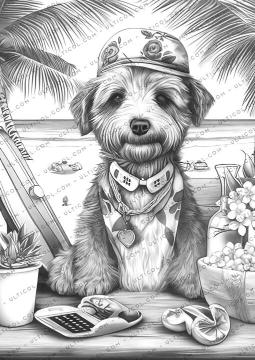 Summer Dogs Coloring