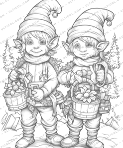 Christmas Elves Coloring Pages