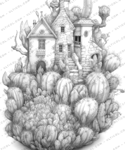 Cactus Fairy Houses Coloring Book