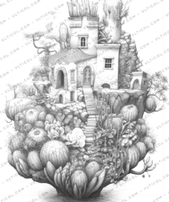 Cactus Fairy Houses Coloring Book