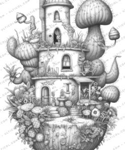 Cactus Fairy Houses Coloring Book