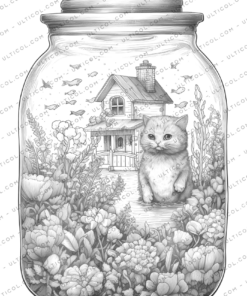 Life in Jar Grayscale Coloring Pages