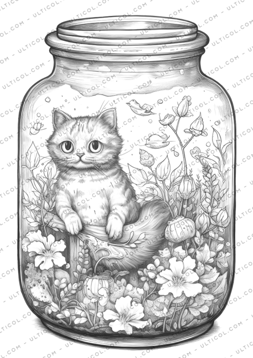 Life in Jar Grayscale Coloring Pages