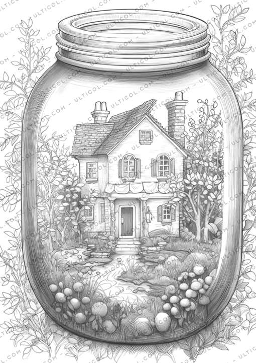 Life in Jar Grayscale Coloring Pages