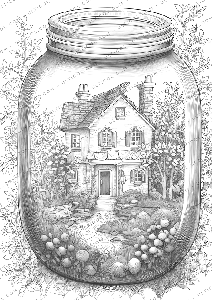 Life in Jar Grayscale Coloring Pages