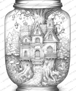 Life in Jar Grayscale Coloring Pages