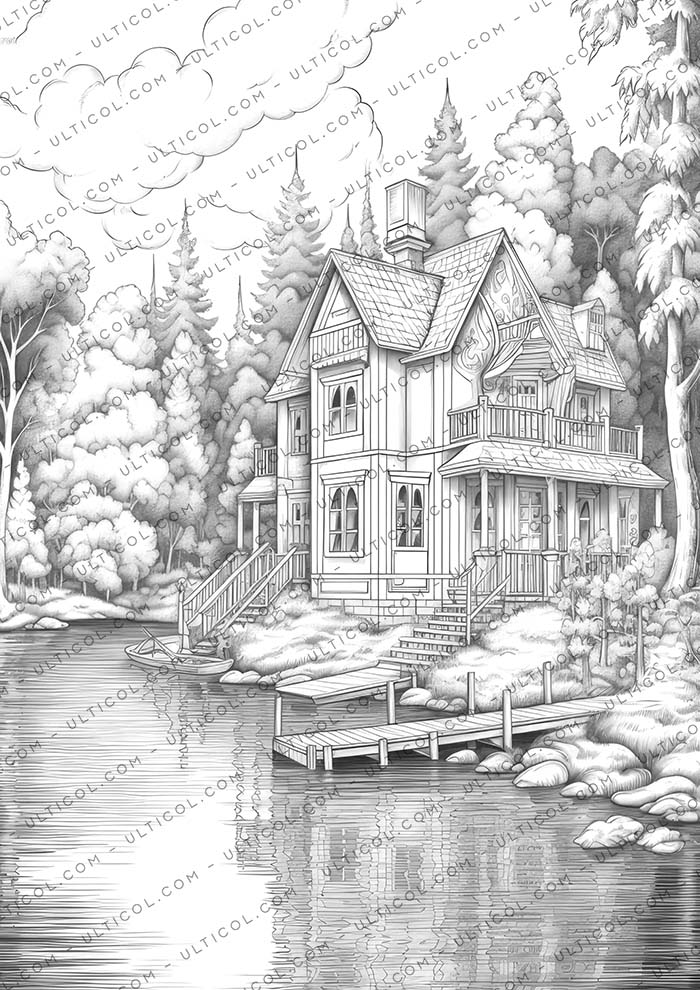 Beautiful Lake House Coloring