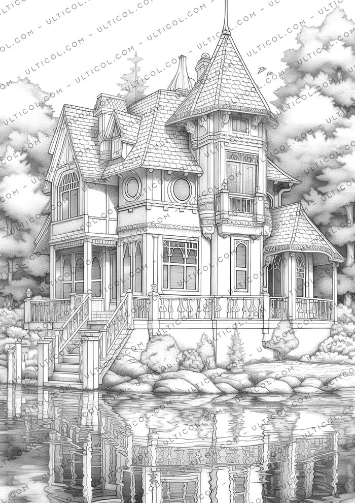 Beautiful Lake House Coloring