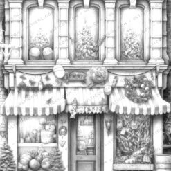 Christmas Storefront Coloring Page Book