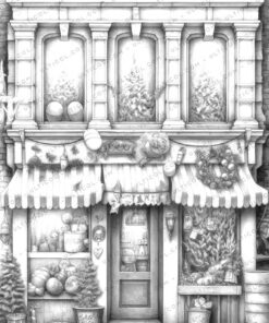 Christmas Storefront Coloring Page Book