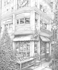 Christmas Storefront Coloring Page Book