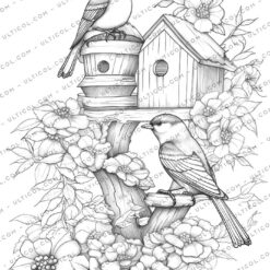 Bird Houses Coloring