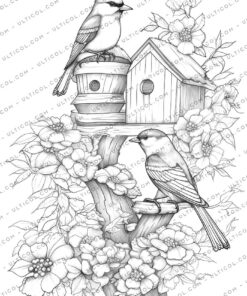 Bird Houses Coloring