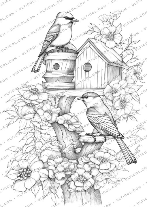 Bird Houses Coloring