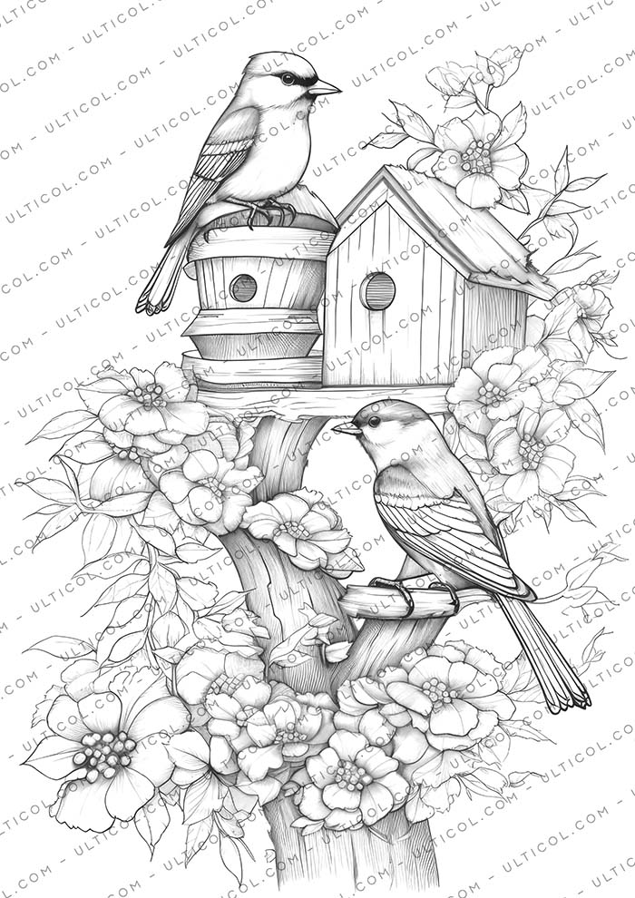 Bird Houses Coloring