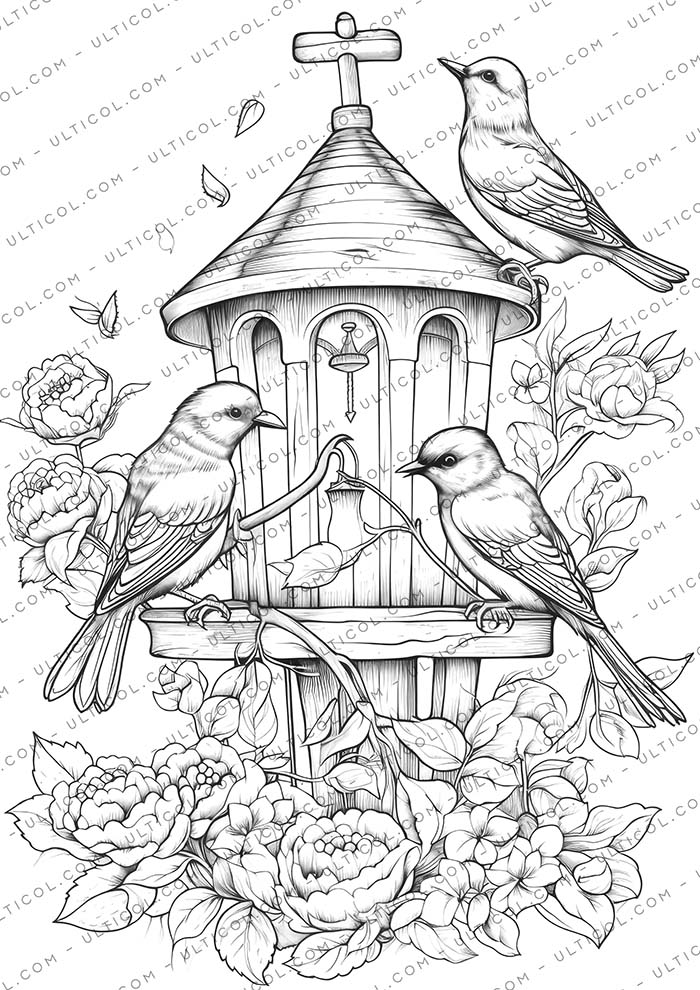 Bird Houses Coloring
