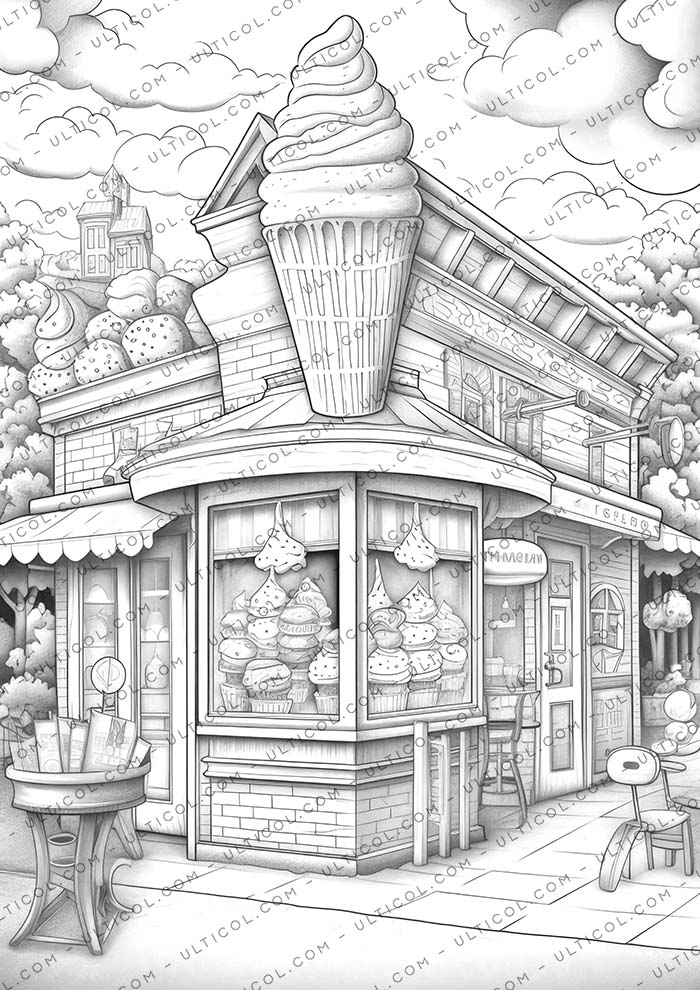 Ice Cream Houses Coloring