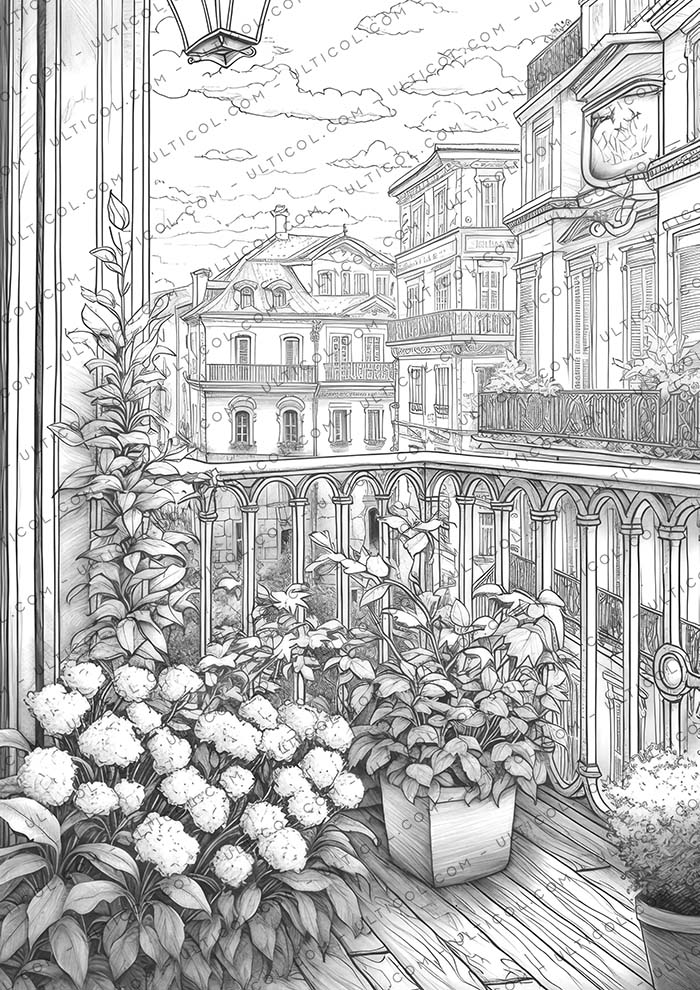 Charming Balcony Garden Coloring