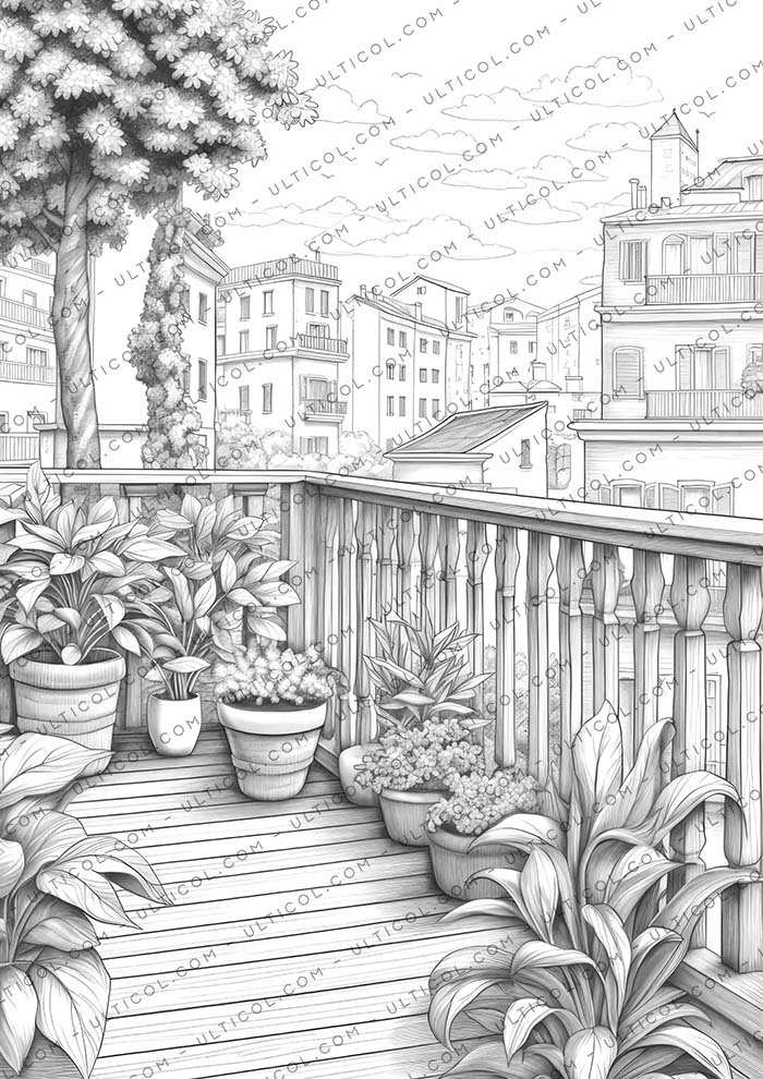 Charming Balcony Garden Coloring