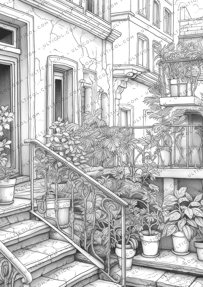 Charming Balcony Garden Coloring
