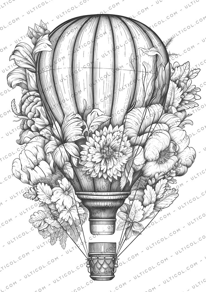 Flower Hot Air Balloons coloring