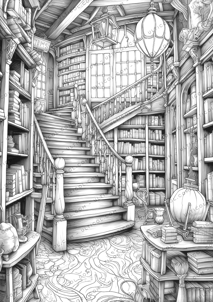 Magical Library Coloring