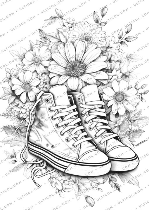 Flower Sneakers Coloring
