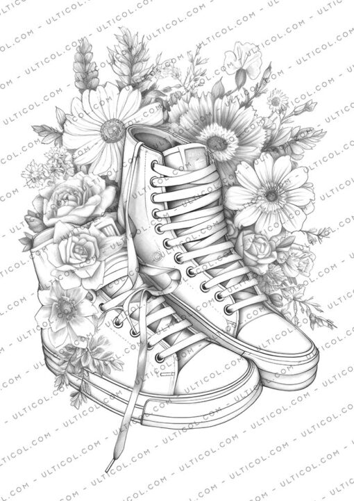 Flower Sneakers Coloring