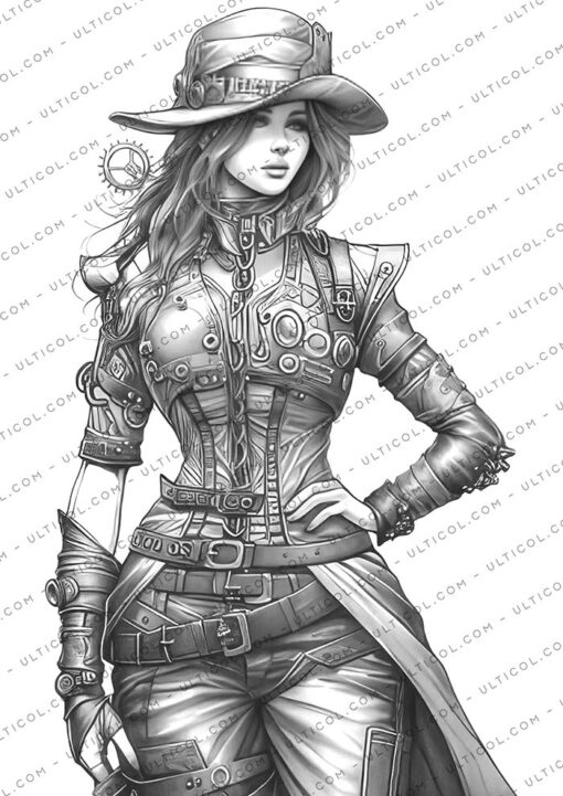 Steampunk Ladies Coloring